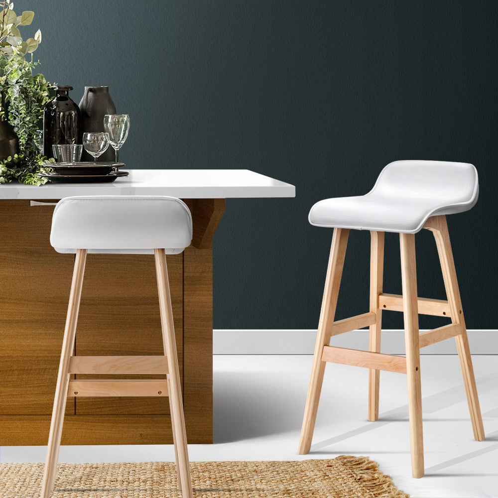Artiss 2x Bar Stools Wooden Stool White