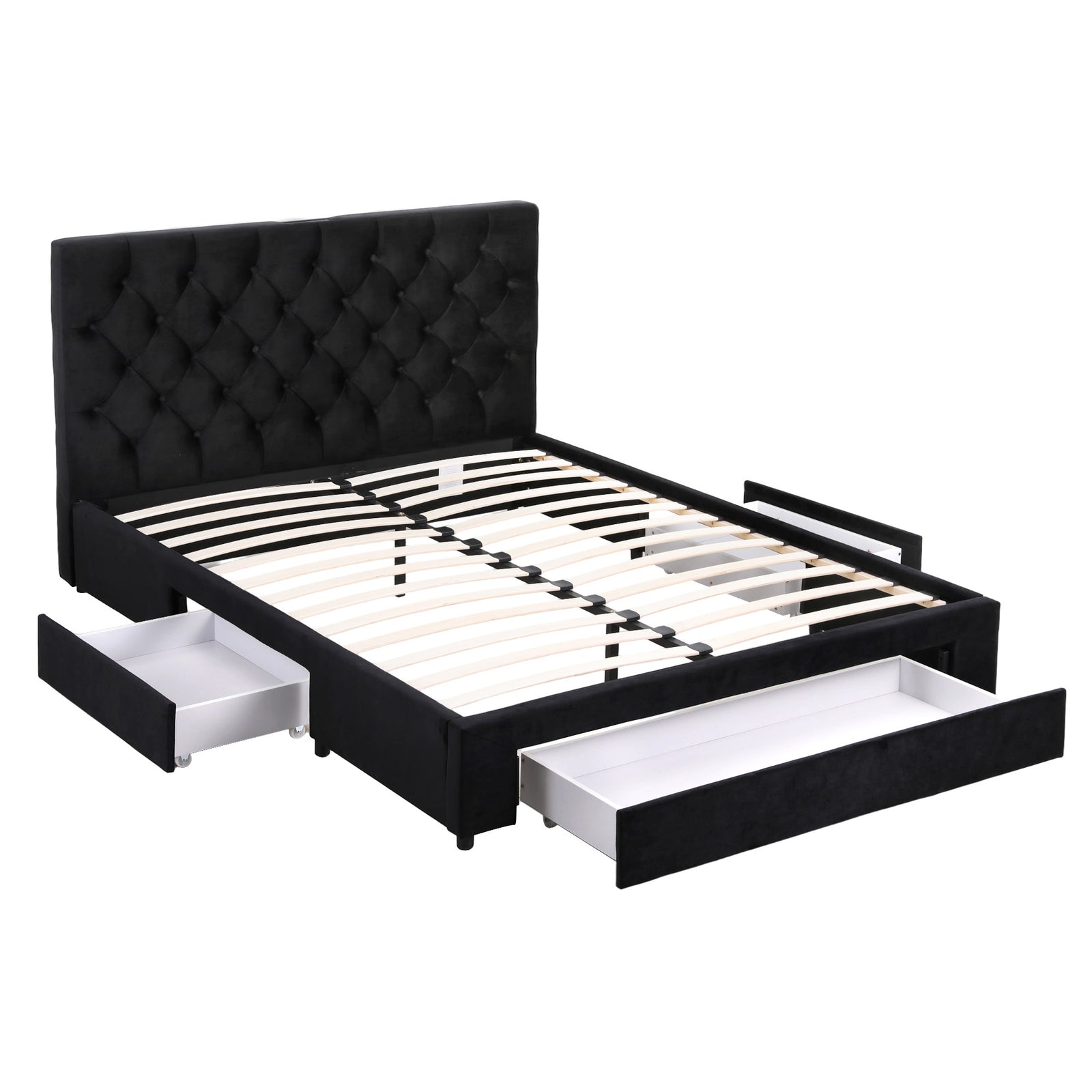 Artiss Double Bed Frame Storage Charging Station Upholstered 3 Drawers USB Type-C