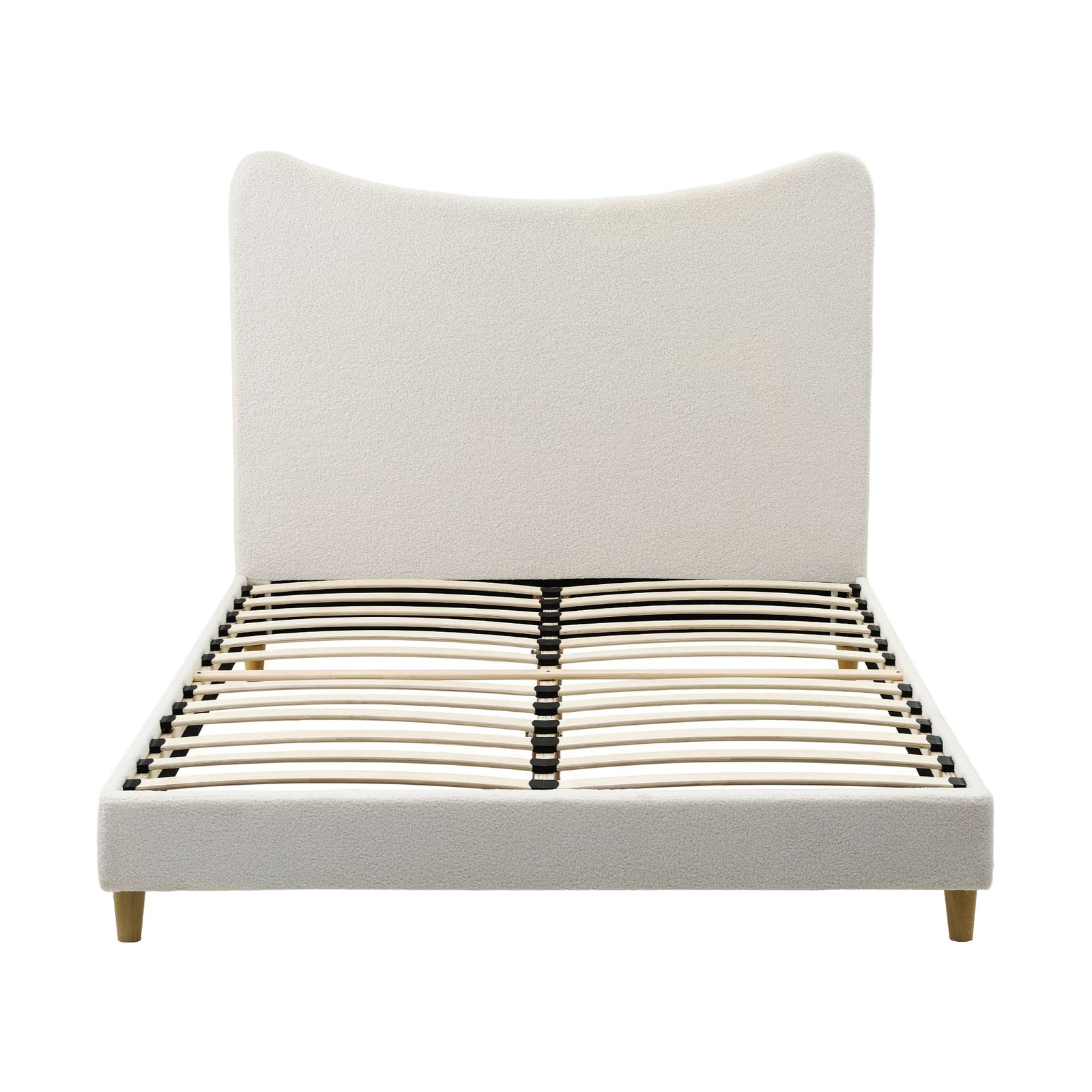 Artiss Double Bed Frame with Boucle Headboard, Beige, 300kg Capacity