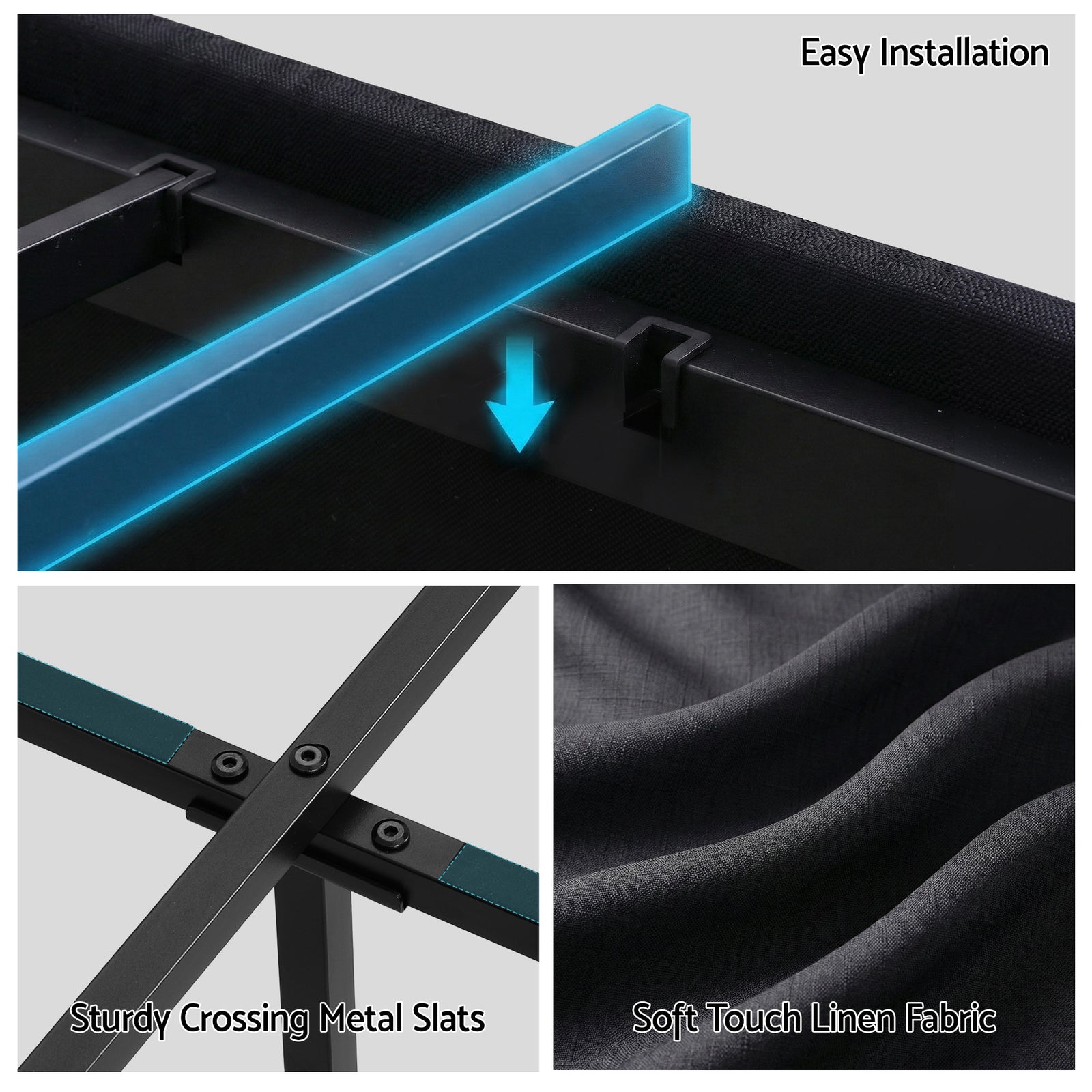 Artiss Double Bed Frame with Storage Drawers RGB Lights Charging Station Upholstered Fabric