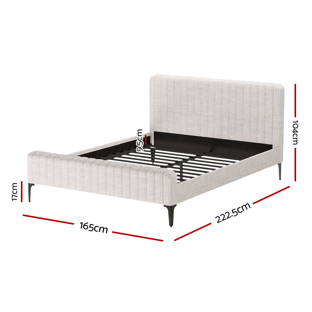 Artiss BedStory Queen Bed Frame with Mattress Set Platform Base Pocket Coil Linen Upholstered