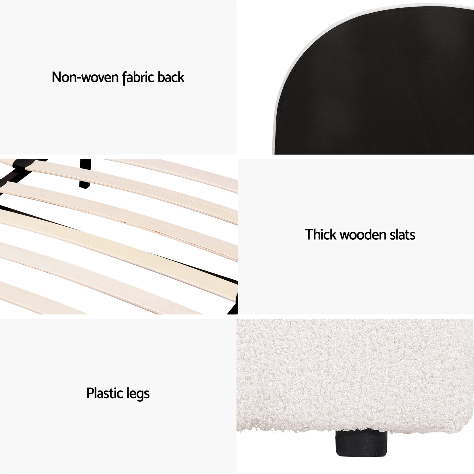 Artiss Gas Lift Queen Bed Frame with Bedside Table Set Boucle Fabric Upholstered Platform Bed Nightstand