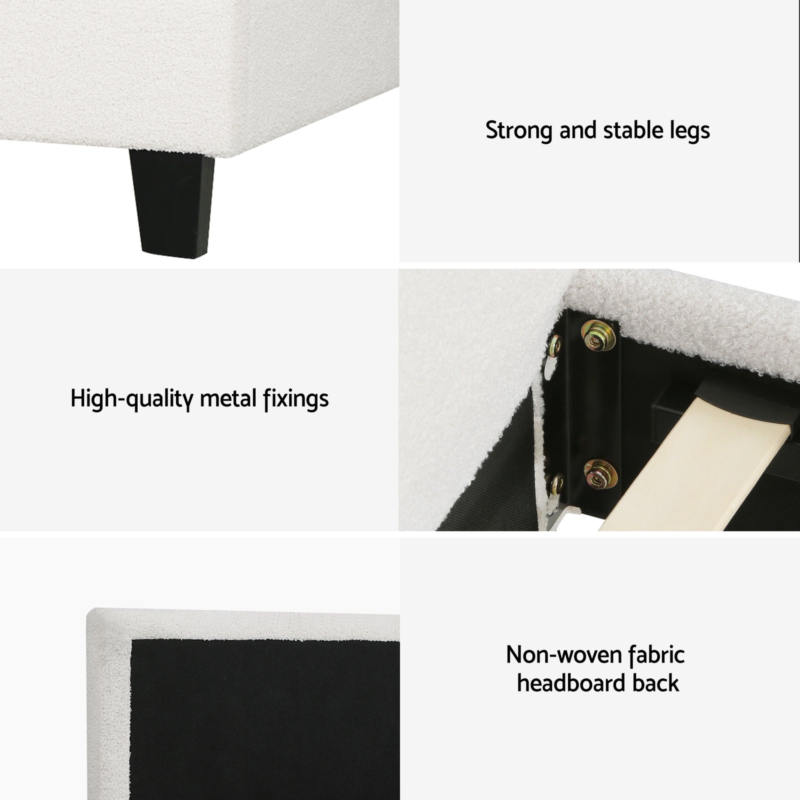 Artiss Single Bed Frame with Hybrid Mattress Set 30cm Medium Firm Platform Headboard Boucle Upholstered Pocket Coil for Pressure Relief