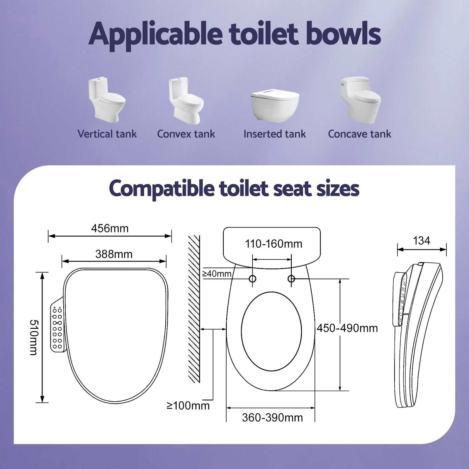 Cefito Electric Bidet Toilet Seat Cover Heated Warm Water Dryer LED Night Light