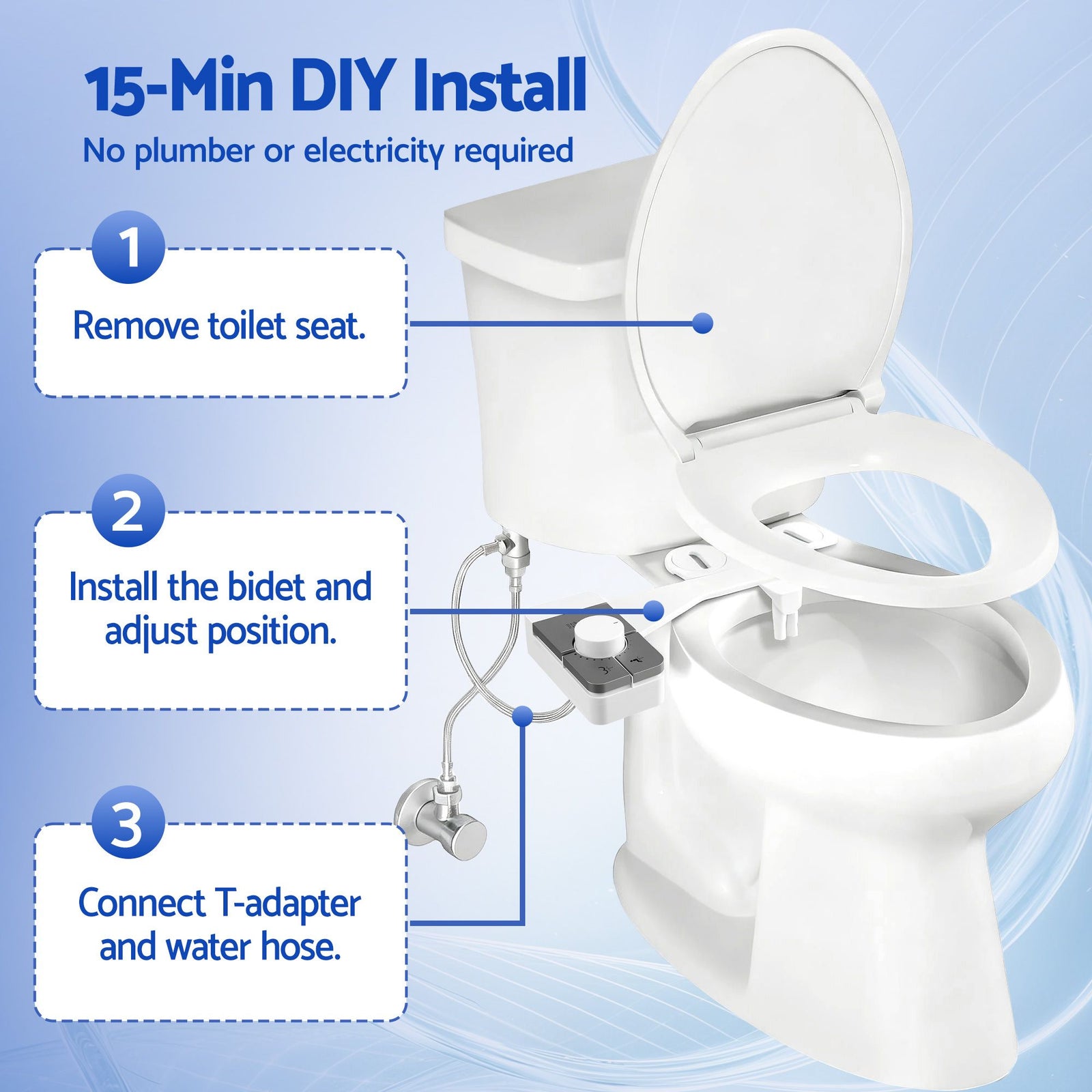 Cefito Non-Electric Ultra-Slim Bidet Attachment Detachable Bidet with Dual Nozzle Frontal & Rear Wash Adjustable Water Pressure Cold Water Toilet Bide
