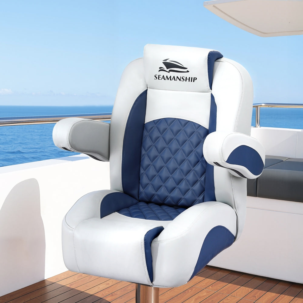 Seamanship Reclining Captain Boat Seat 90°-155° Recline, 19cm Thick Cushion