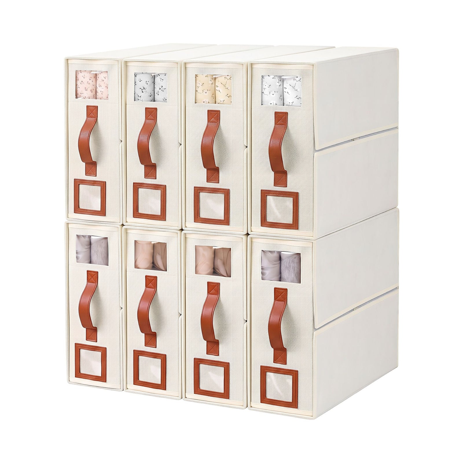 Artiss Bed Sheet Organisers Box 8Pcs Storage King Size Bedding Foldable Beige