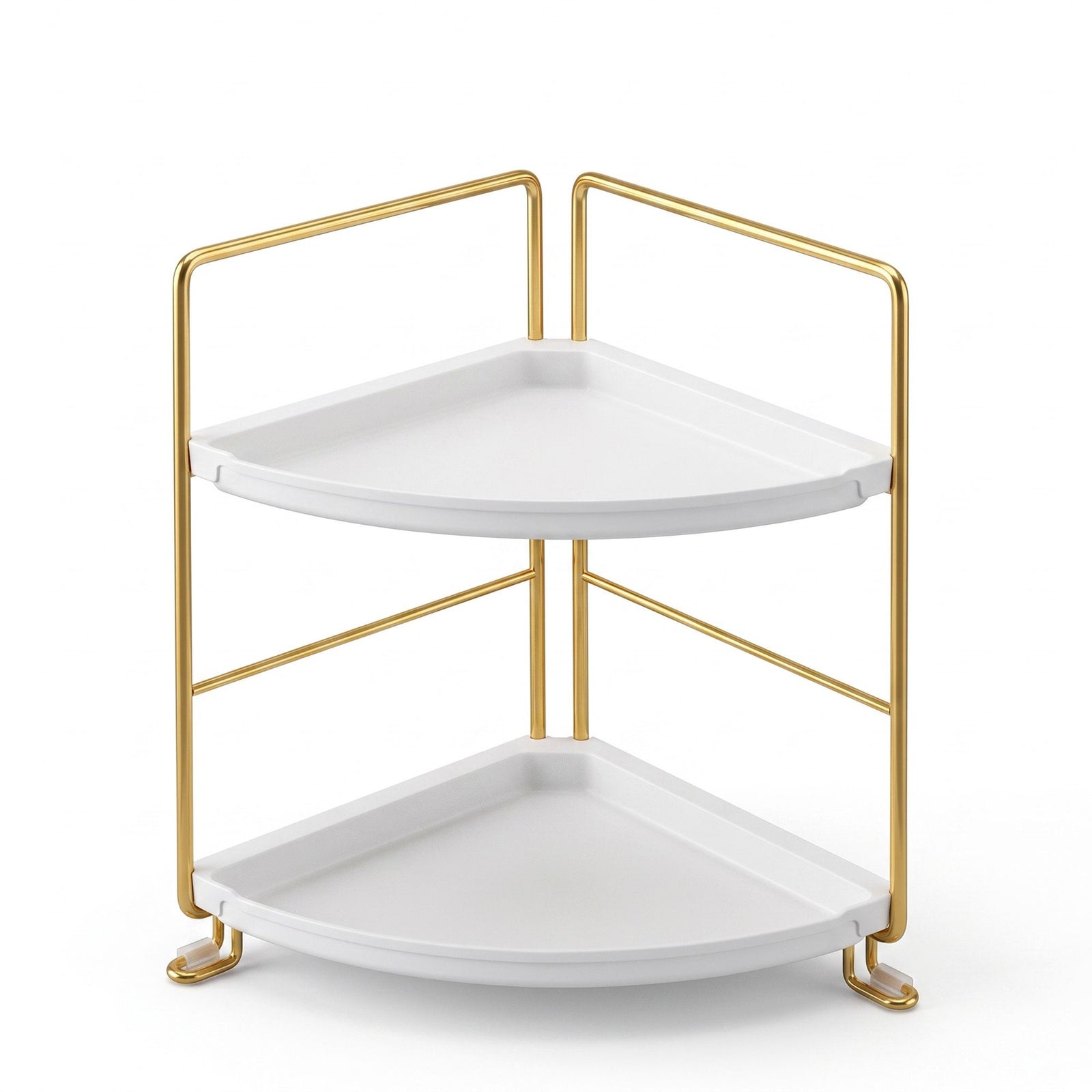 Artiss Bathroom Corner Shelf Countertop Organiser Vanity Storage Rack White Gold