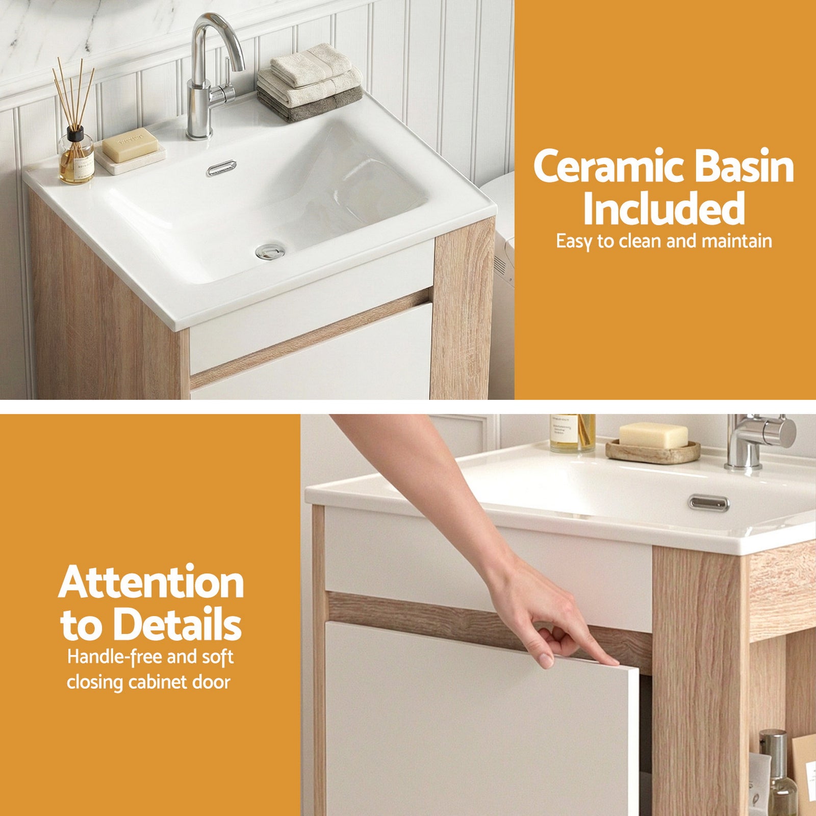 Cefito Vanity Unit 835mm Basin Bathroom Cabinet Side Storage Free Standing Sink