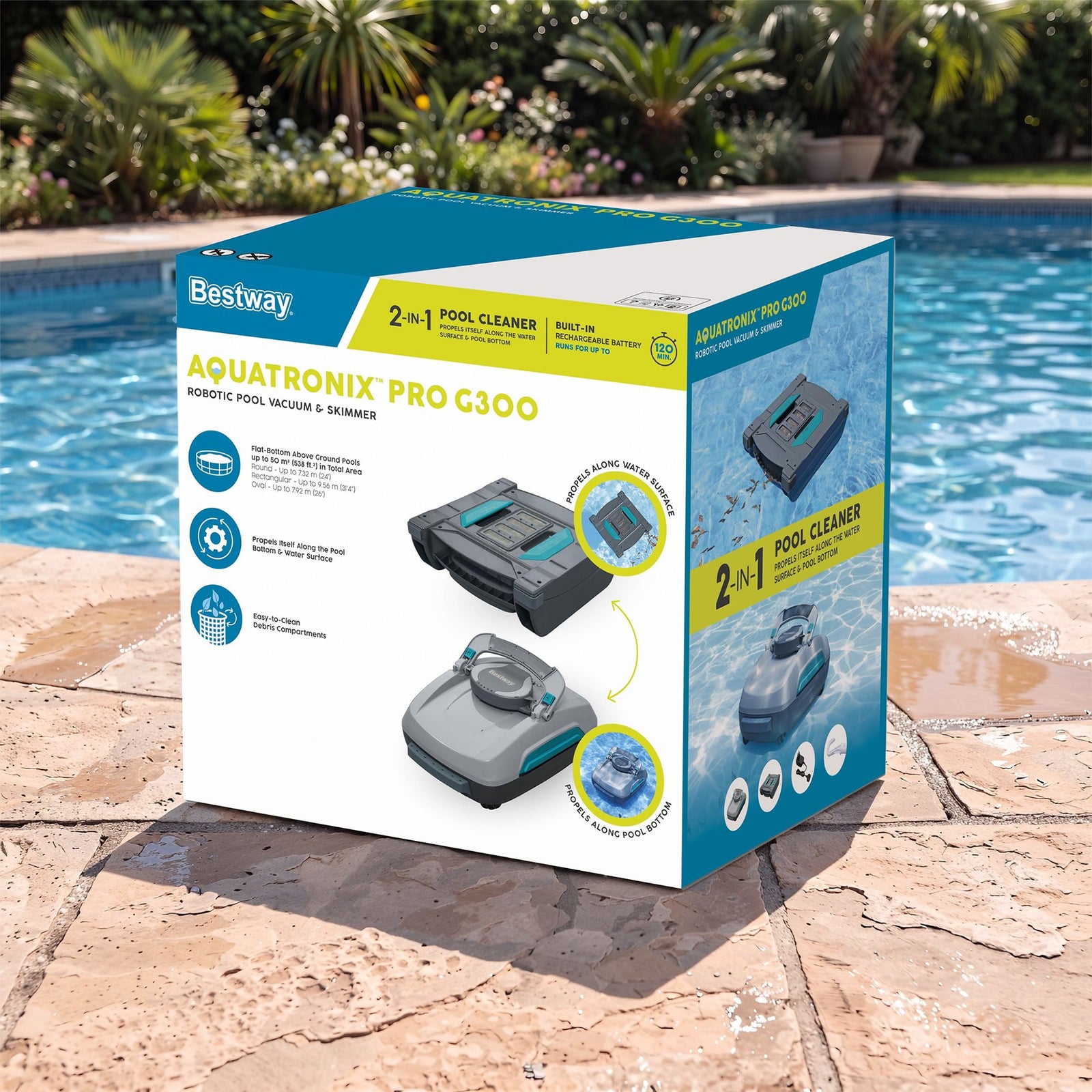 Bestway Robotic Pool Cleaner Automatic Vacuum Surface Skimmer Above Ground 2-in-1