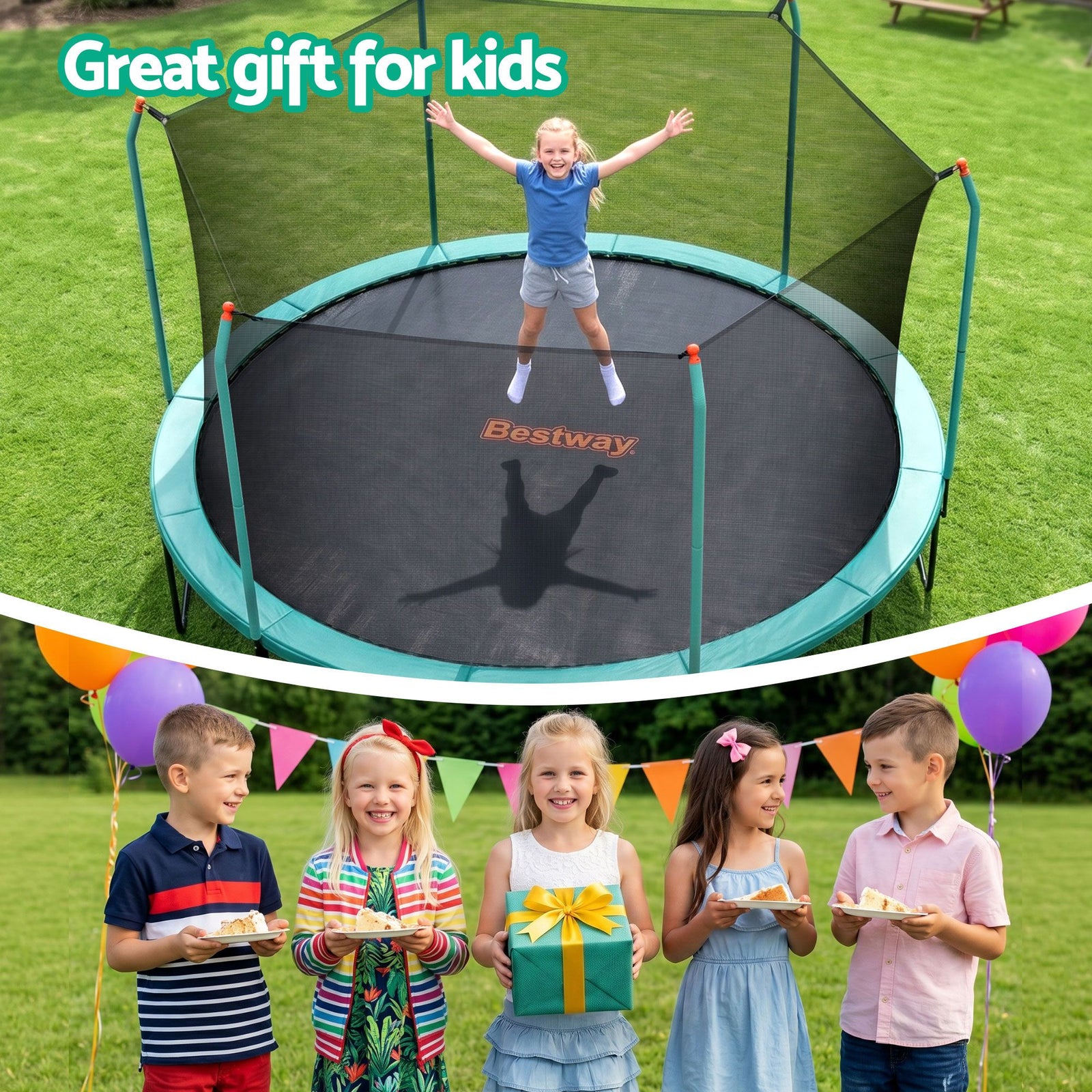 Bestway 14ft Trampoline Kids Rebounder Safety Net Enclosure Outdoor Fitness 4.27m for Ages 6+