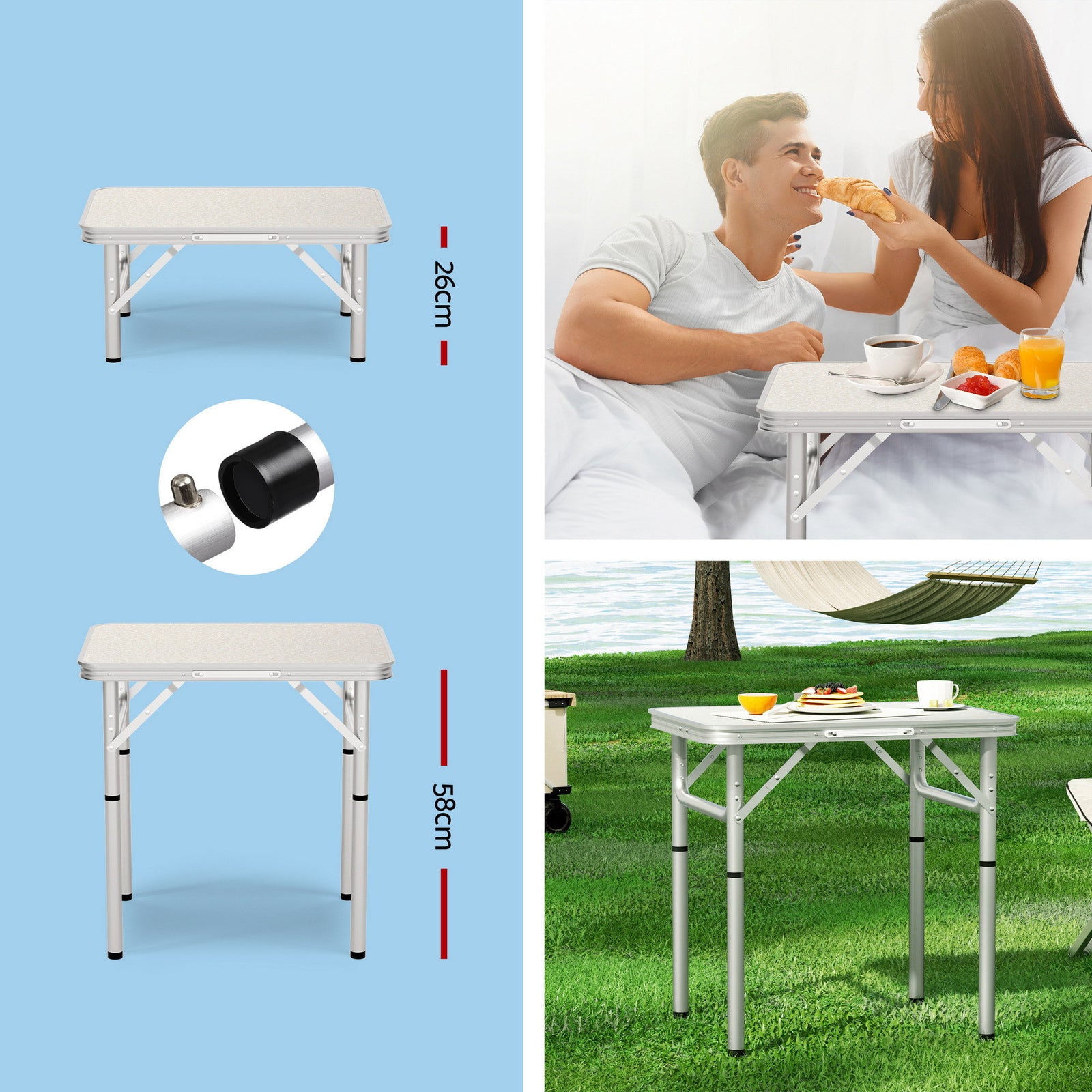 Weisshorn 3pc Camping Table Chair Set Outdoor Folding Aluminium Portable Picnic