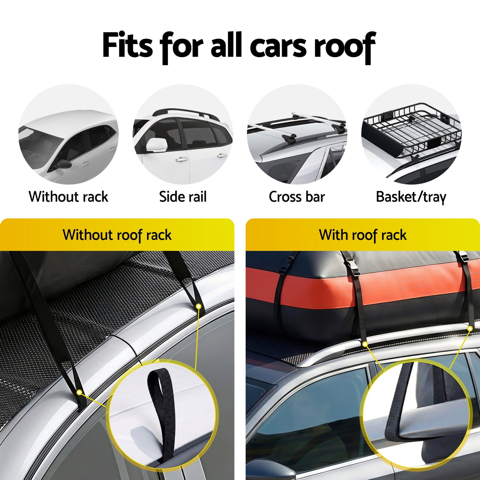 Giantz Roof Top Cargo Bag Waterproof Car Luggage Carrier 15 Cubic Ft Universal