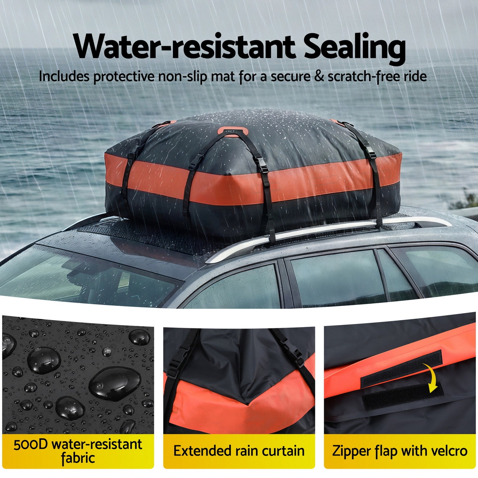 Giantz Roof Top Cargo Bag Waterproof Car Luggage Carrier 15 Cubic Ft Universal