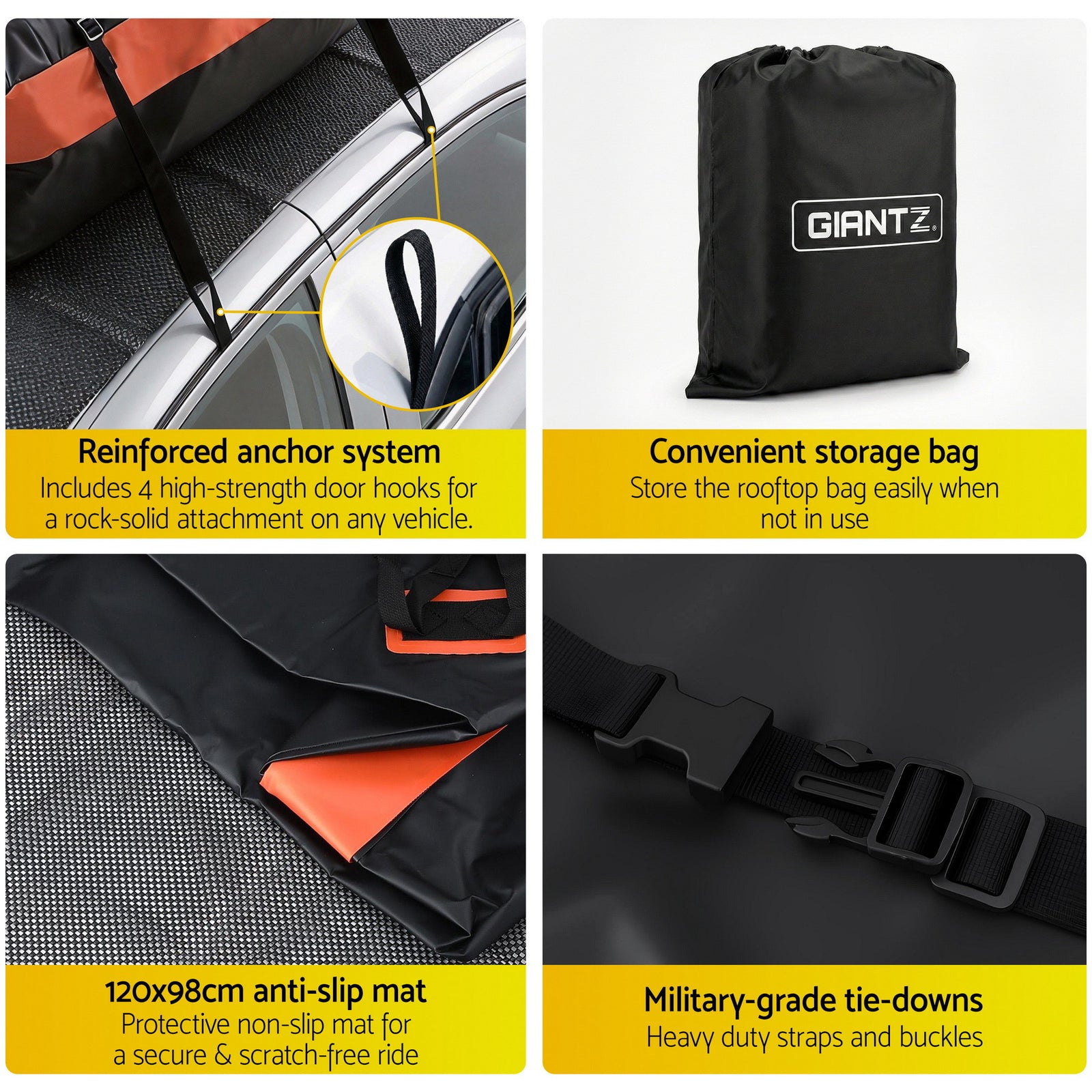 Giantz Roof Top Cargo Bag Waterproof Car Luggage Carrier 15 Cubic Ft Universal