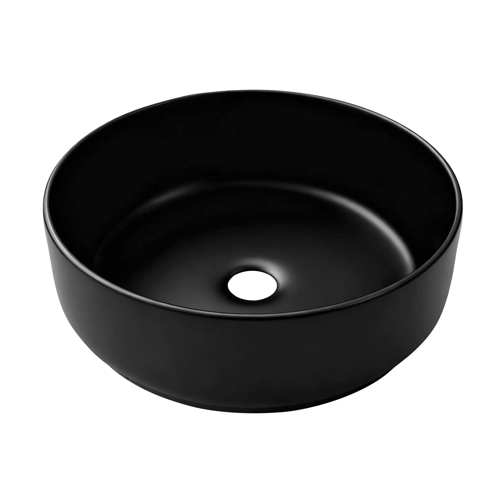Cefito Bathroom Basin Ceramic Vanity Sink Vessel Bowl Wash Matte Black Round Countertop