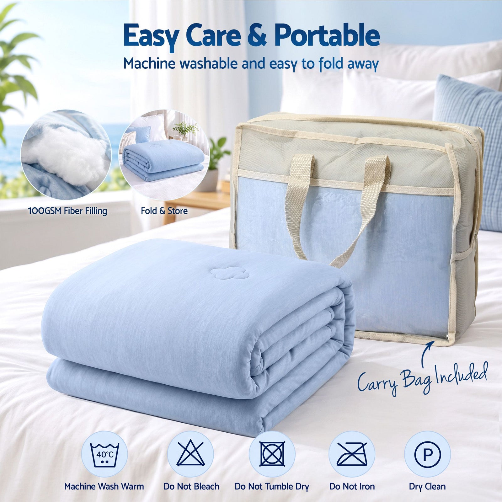 Giselle Cooling Blanket Double 180 x 210cm Summer Quilt Lightweight Hot Sleepers