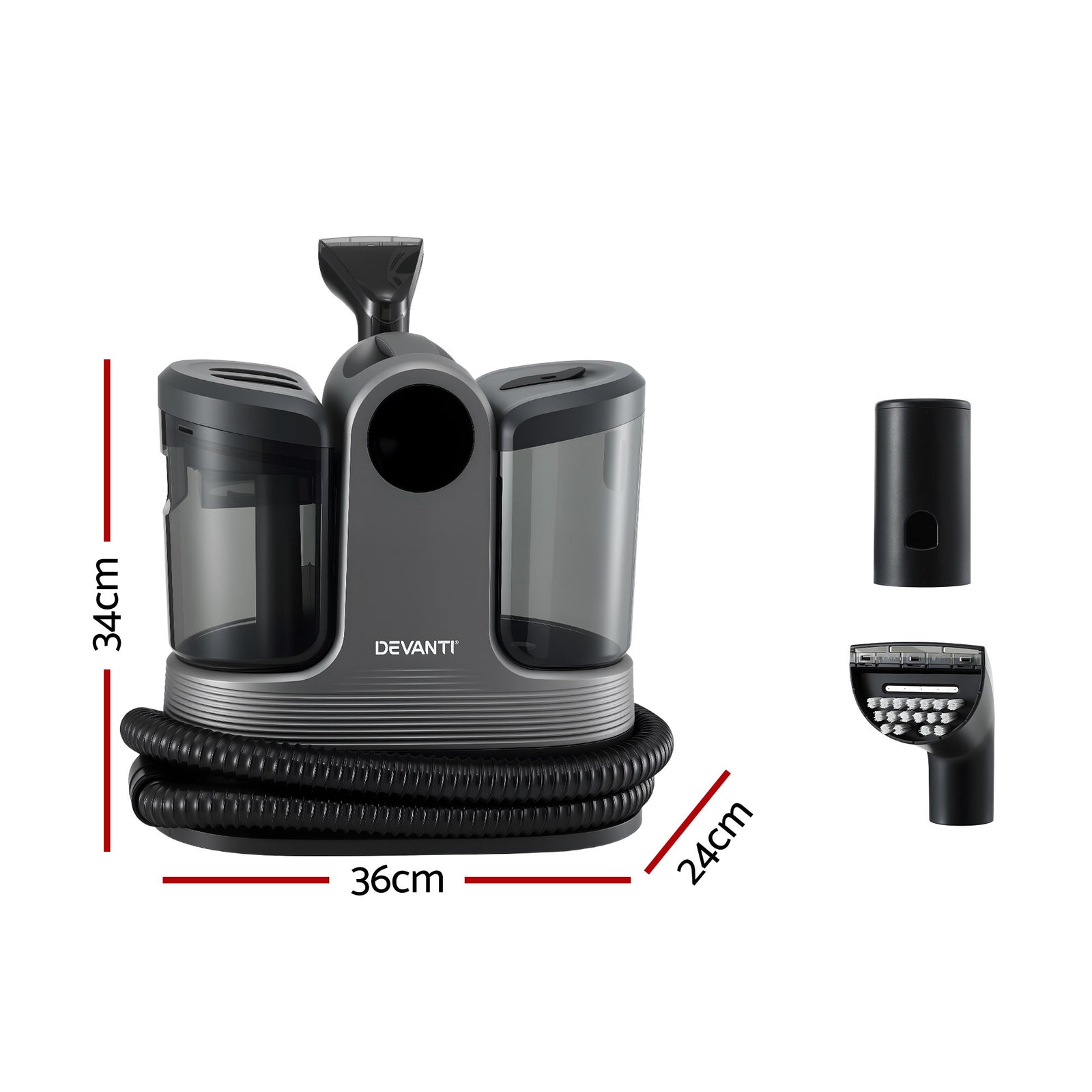 Devanti Carpet Washer Handheld Vacuum Cleaner 1700W 11kpa Rapid Heating Black