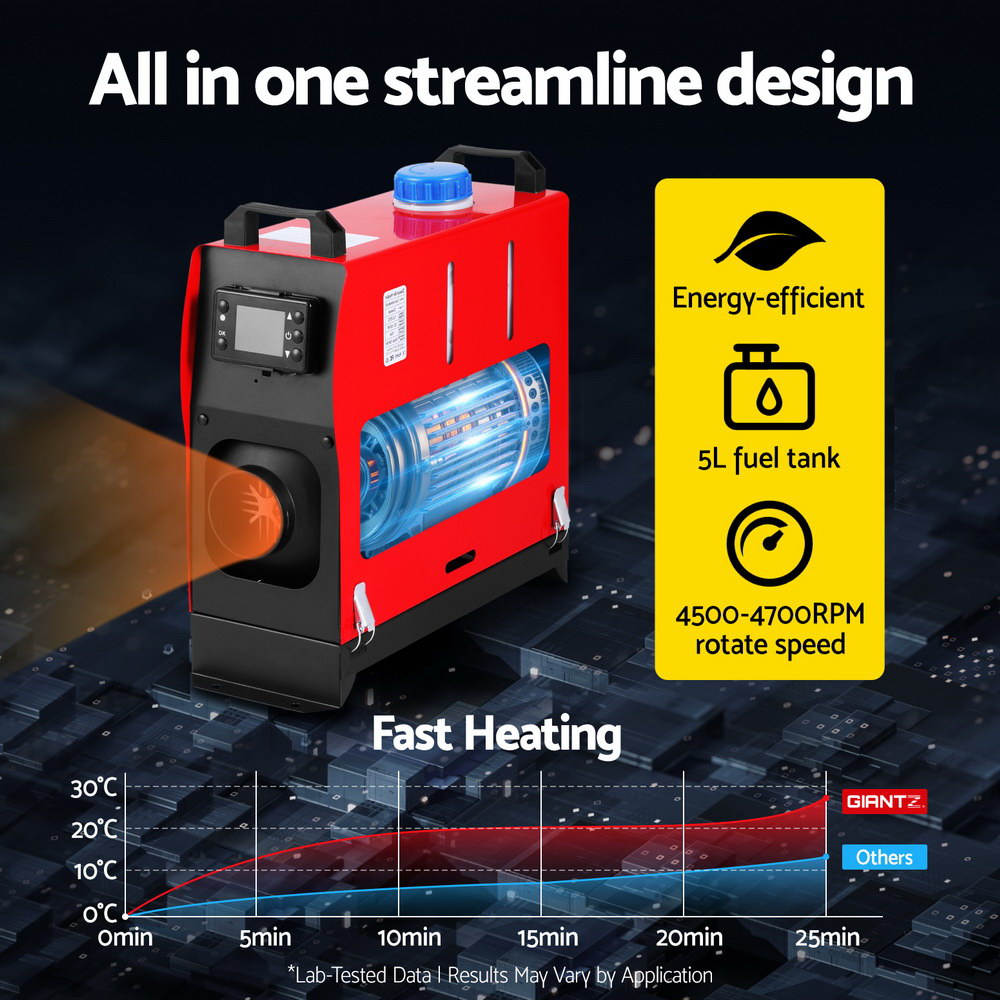 Giantz Diesel Air Heater All-in-one 12V 5KW LCD Remote Control for Car RV Indoors 2025 caravan machinery