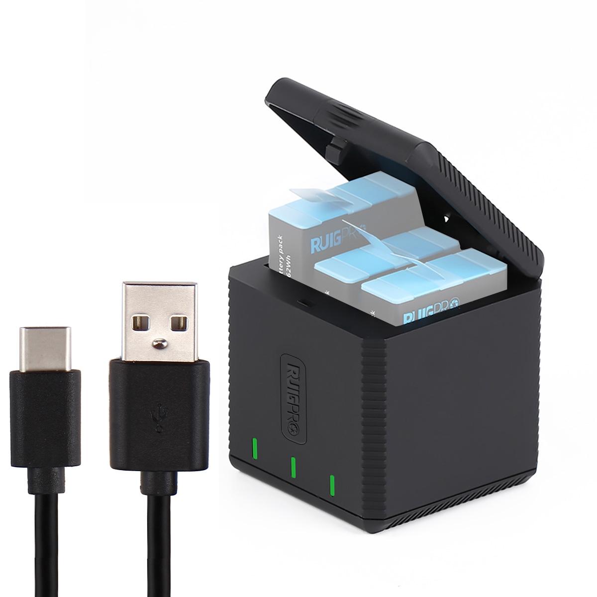 Triple Usb Charger Box For Gopro Hero9 / 10 With Indicator Light And Cable-1915196511021568006