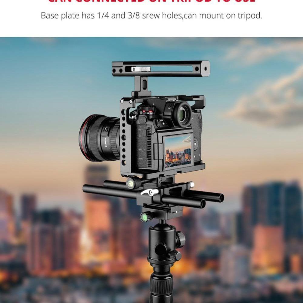 Panasonic Lumix Dc-S1H / Dc-S1 / Dc-S1R Camera Cage Stabilizer With Handle & Rail Rod Mount - Black-1915196748473700359