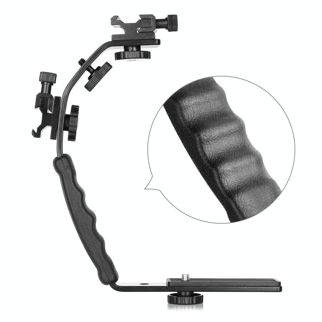 Aluminum L-Shaped Flash Bracket Camera Holder - Black-1915196729263788035