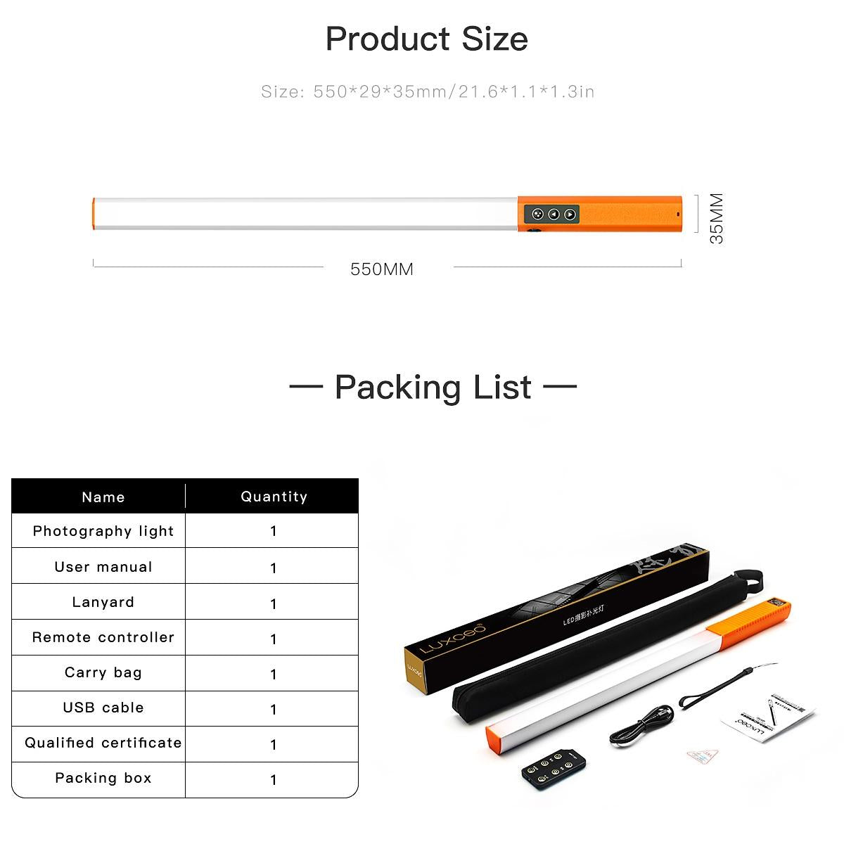 Handheld Dual Temperature Led Stick Light - Orange-1964932149501104129