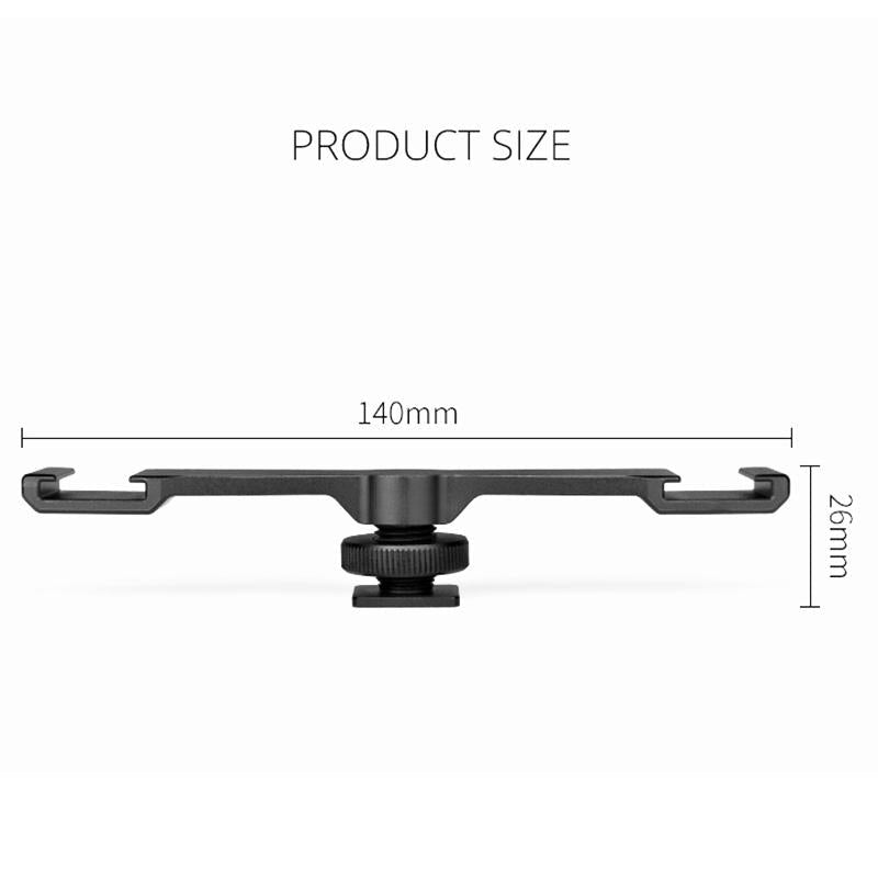 Aluminum Dual Cold Shoe Mount Adapter Extension Bracket - Black-1915196724750716931
