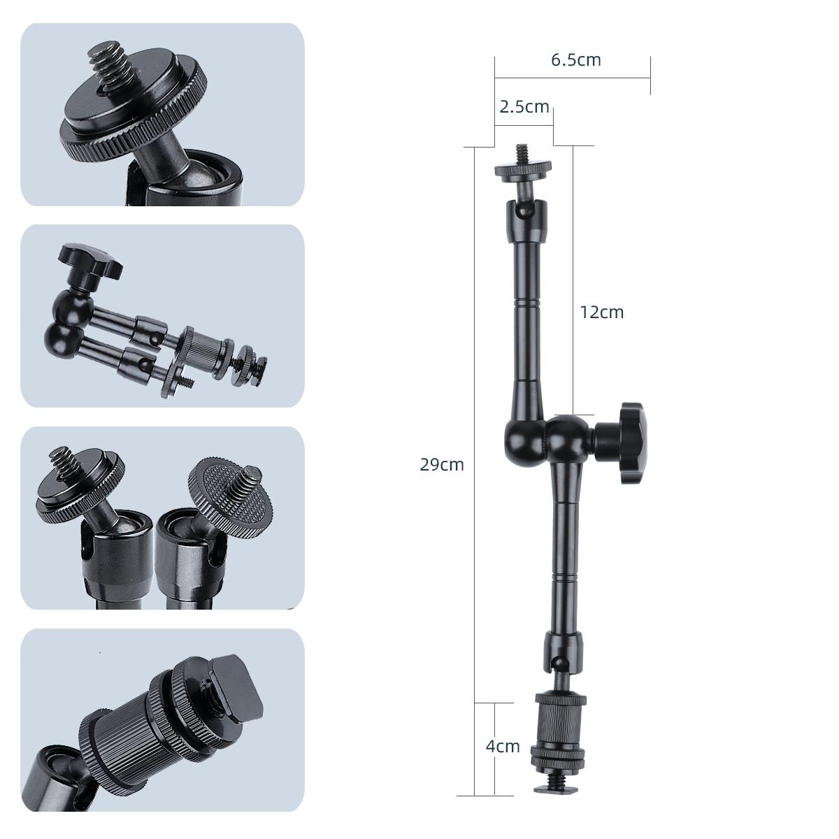 Adjustable Magic Arm With Phone Clamp & Large Claws - 11 Inch Black-1915196802945126404
