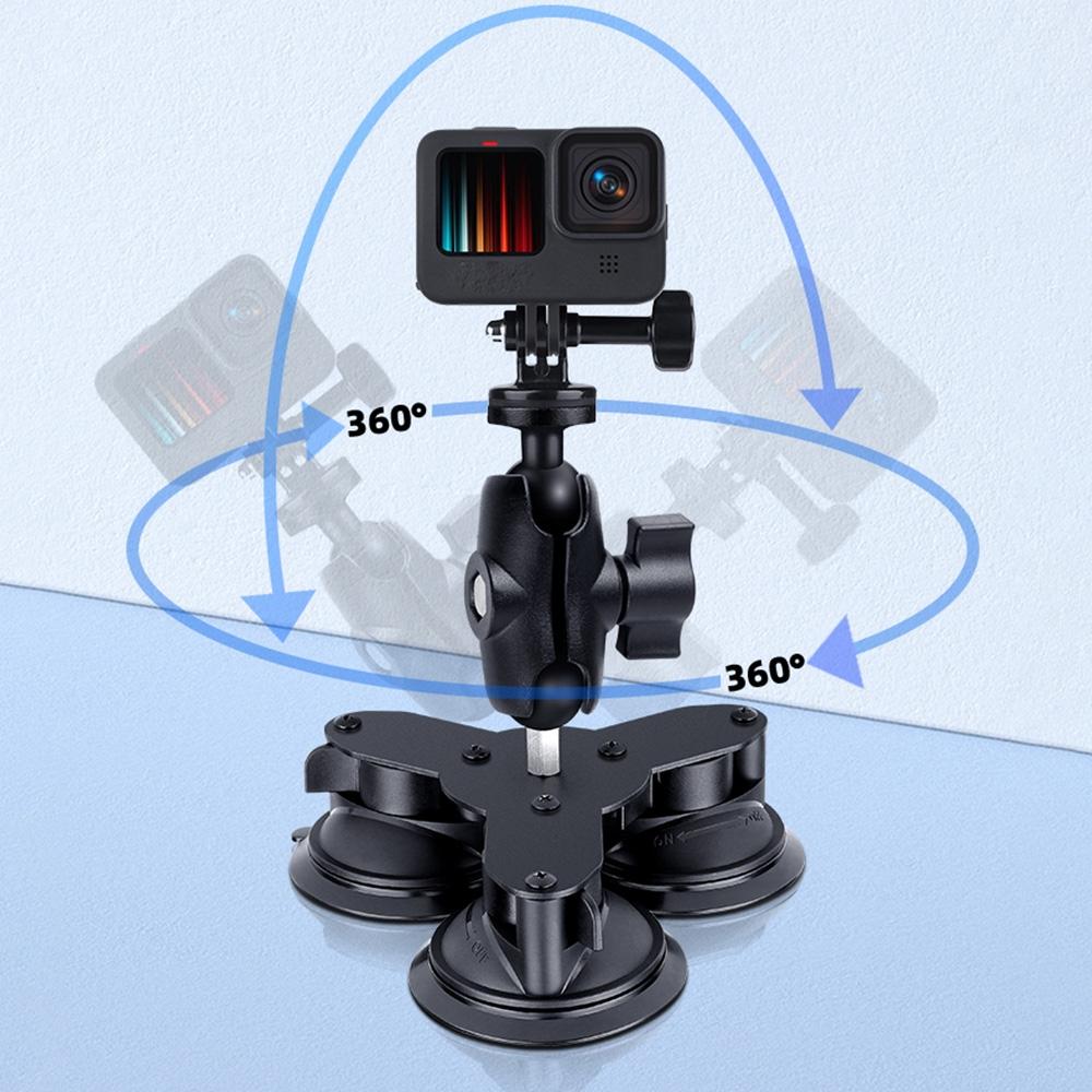 Triangle Suction Cup Mount For Gopro With Tripod Adapter And Phone Clamp-1915196495469088775
