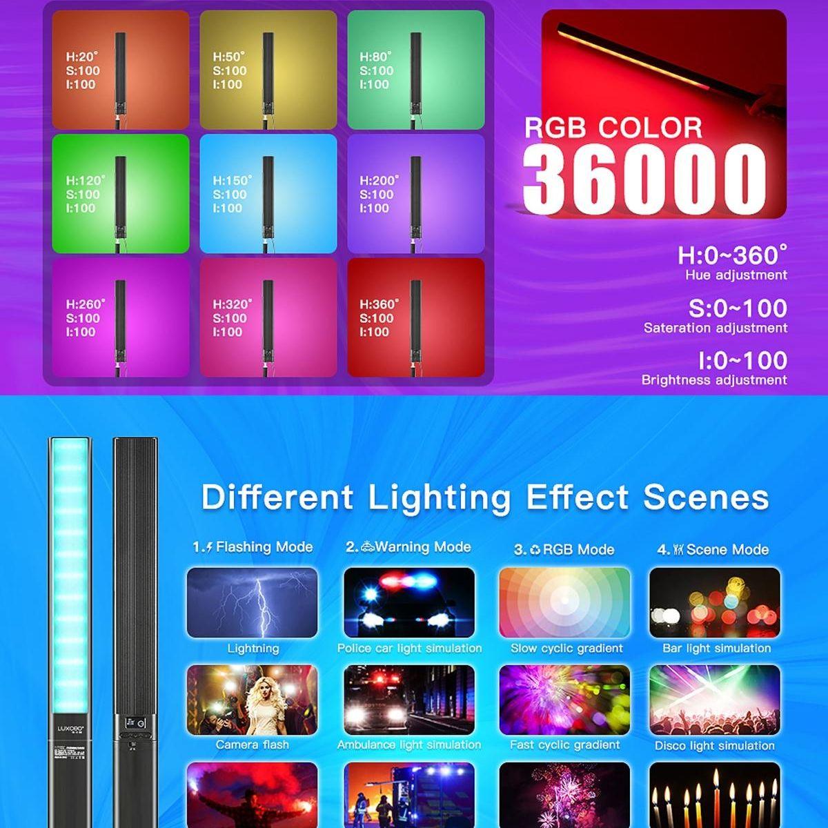 Handheld Rgb Led Video Light With App Control - Black-1915196765334802435