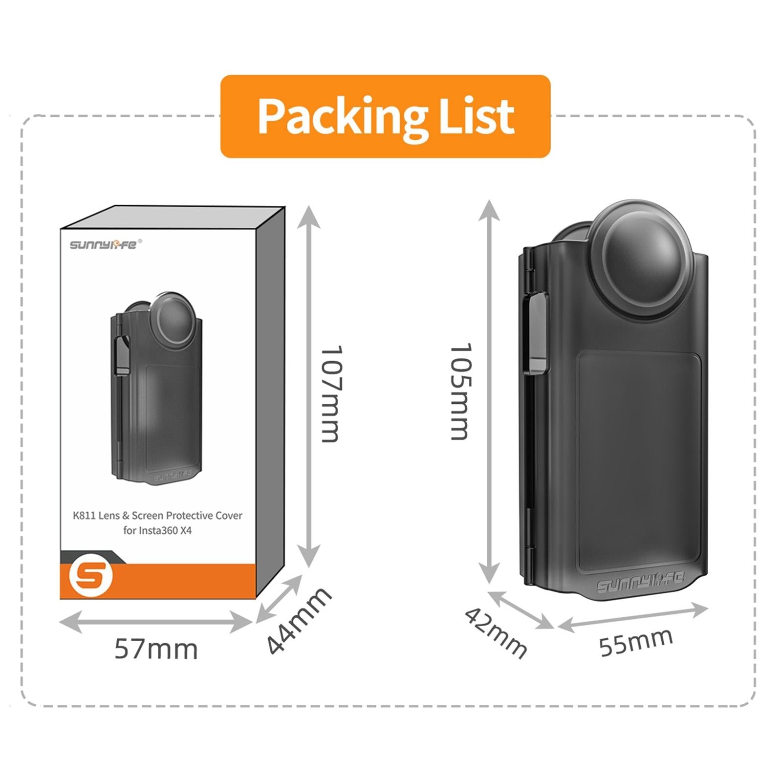 Transparent Black Sunnylife Lens Screen Protector For Insta360 X4-1915196560791179273