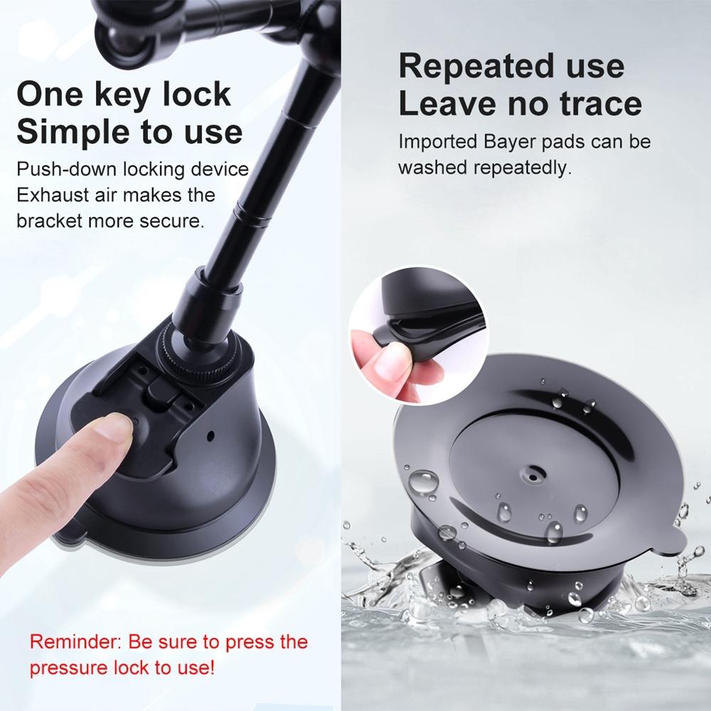 Dual-Leg Suction Cup Arm Phone Clamp Mount With Connecting Rod-1915196749488721925