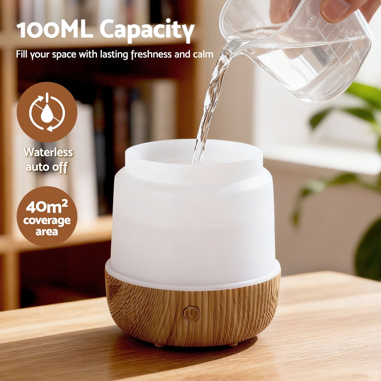 Devanti Ultrasonic Aroma Diffuser Aromatherapy 100ml LED Lights Iron Humidifier Forest