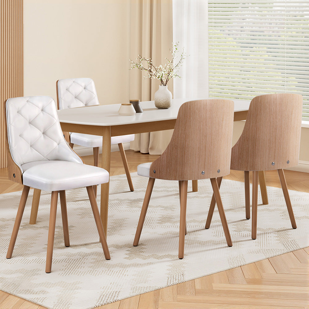 1 Set of 4 Artiss Dining Chairs White PU