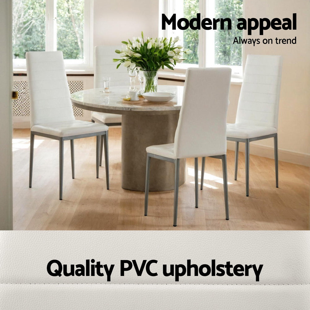 Artiss Dining Chairs Set of 4 Leather Channel Tufted White