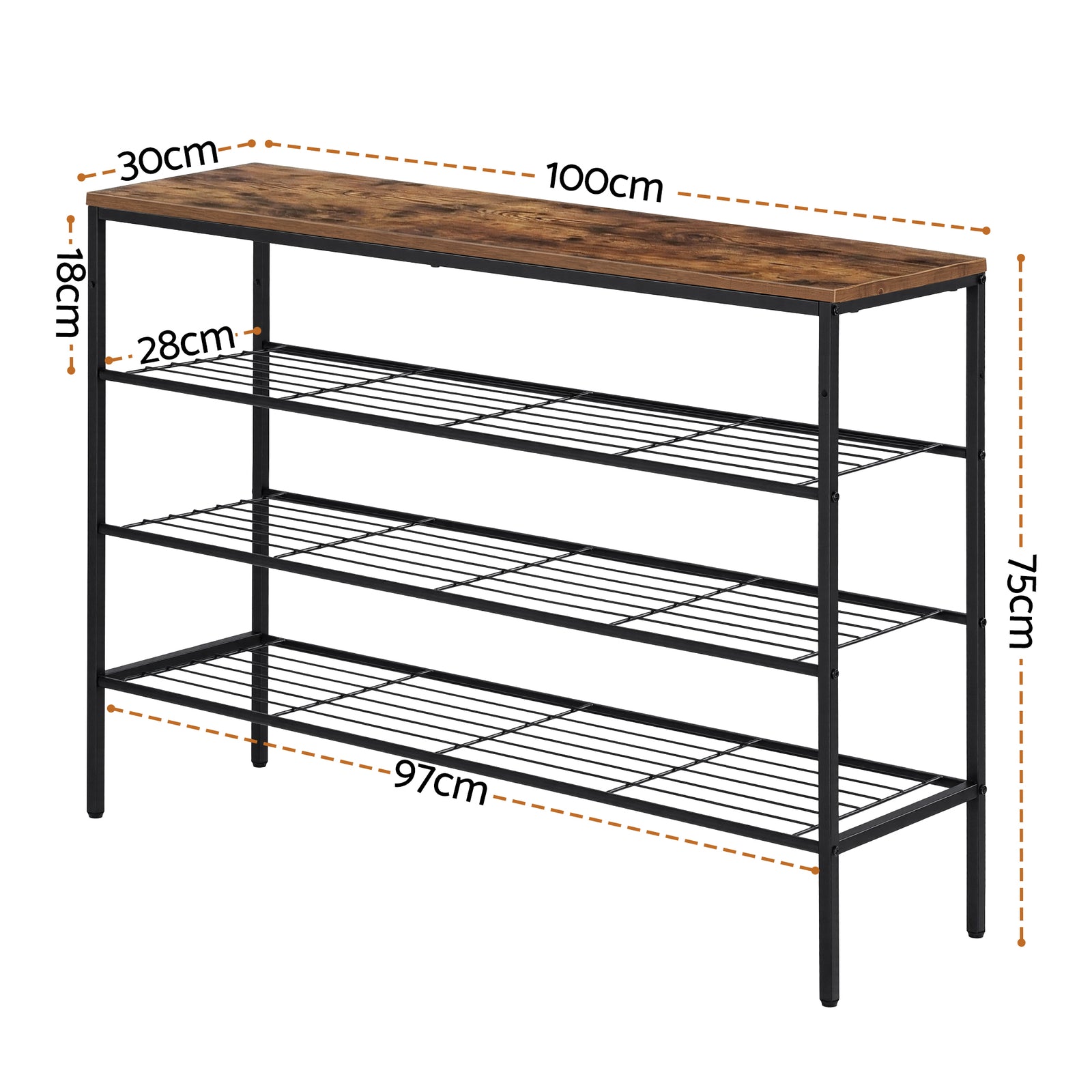 Artiss Shoe Rack 4 tier Storage Organiser Walnut