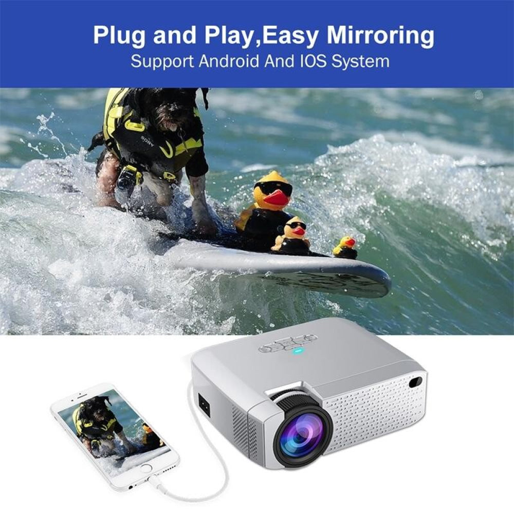 Portable Home Theater Projector - 1600 Lumens Hd Silver-1915196597466173448