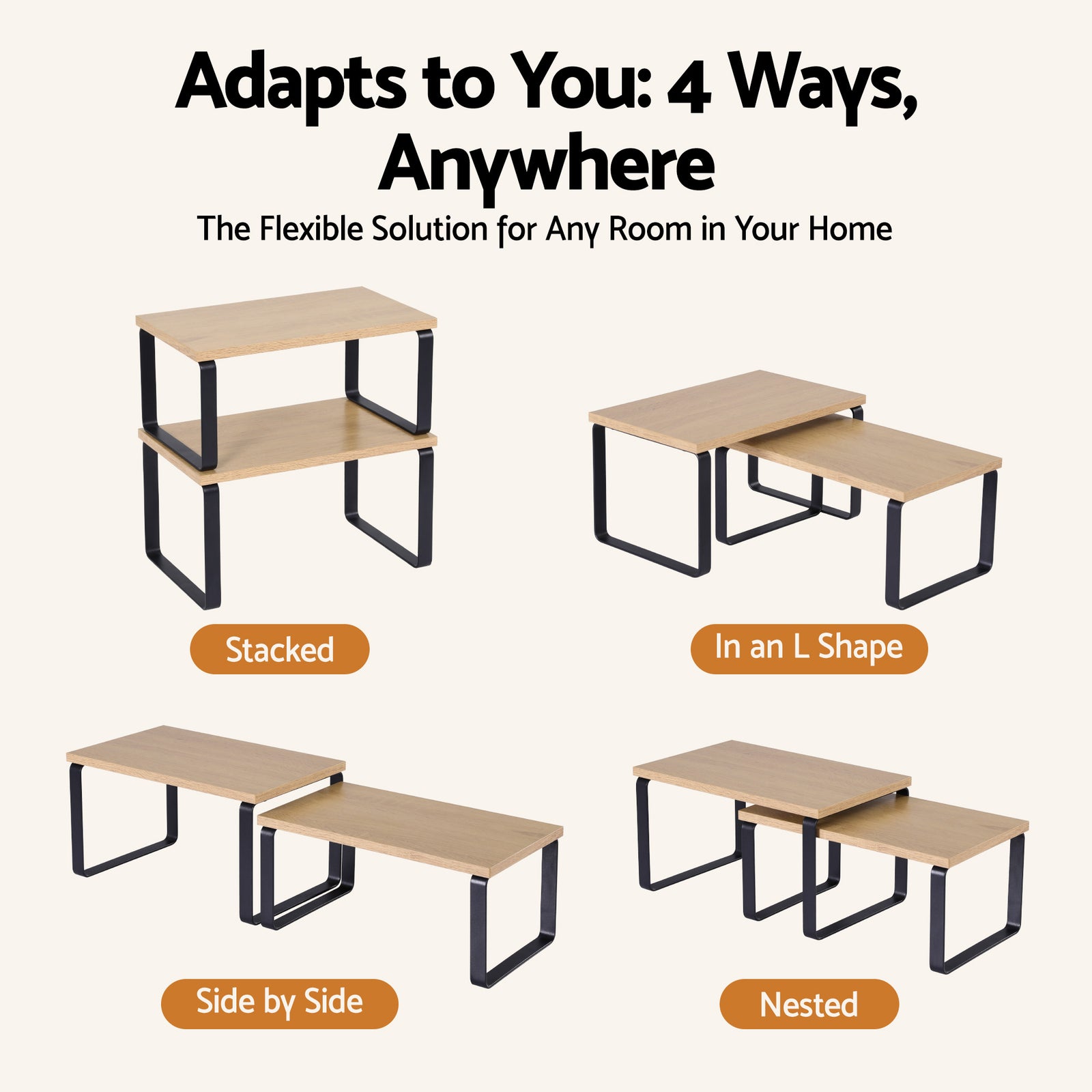 Cefito Kitchen Storage Shelves Rack Cupboard Cabinet Organiser Set of 2