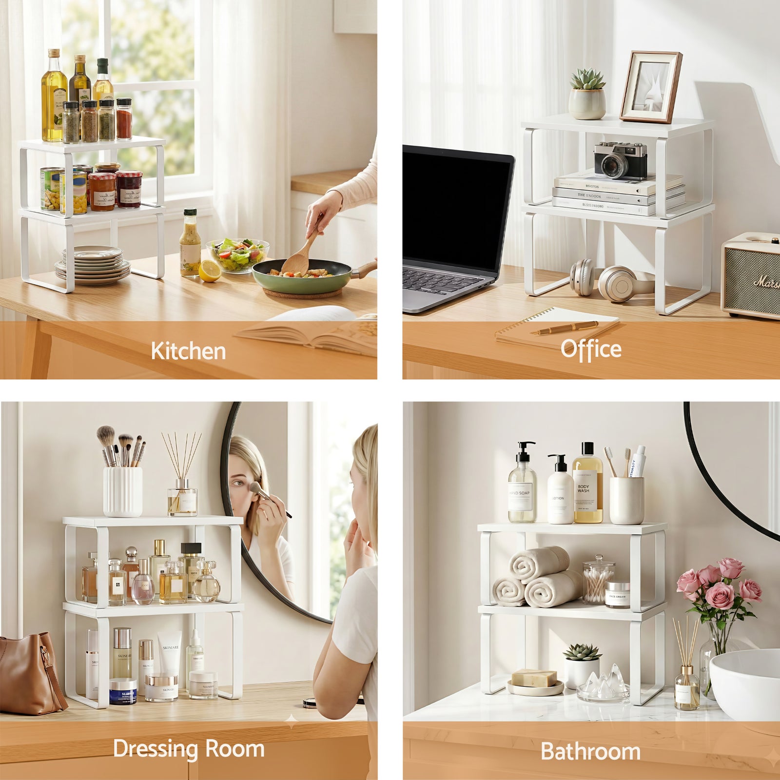 Cefito Kitchen Storage Shelves Rack Cupboard Cabinet Organiser Set of 2