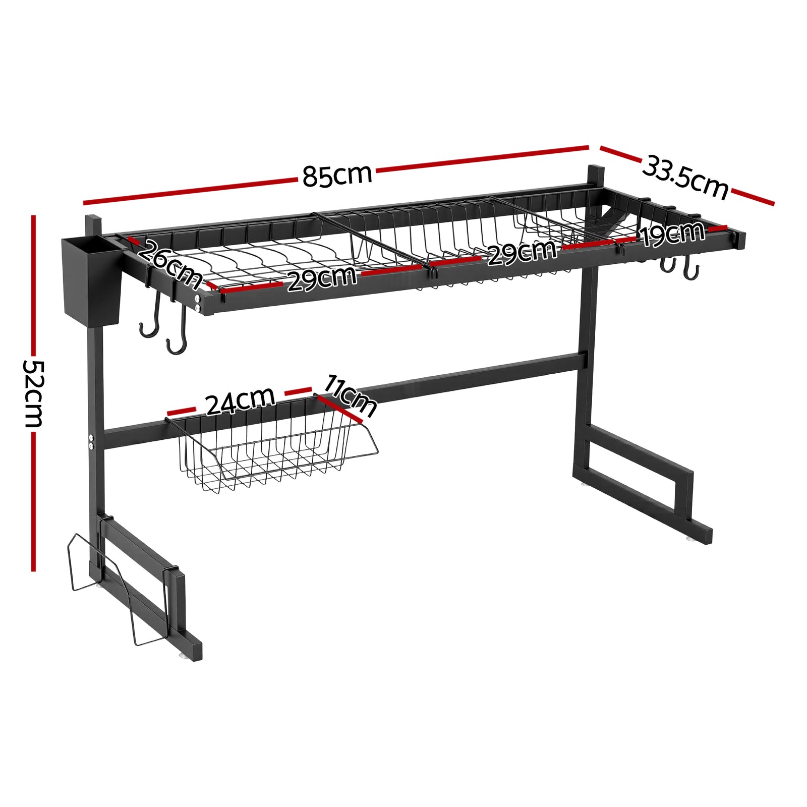 Cefito Dish Drying Rack for Kitchen Storage Organisation Kitchen Sink Organiser Dish Drainer