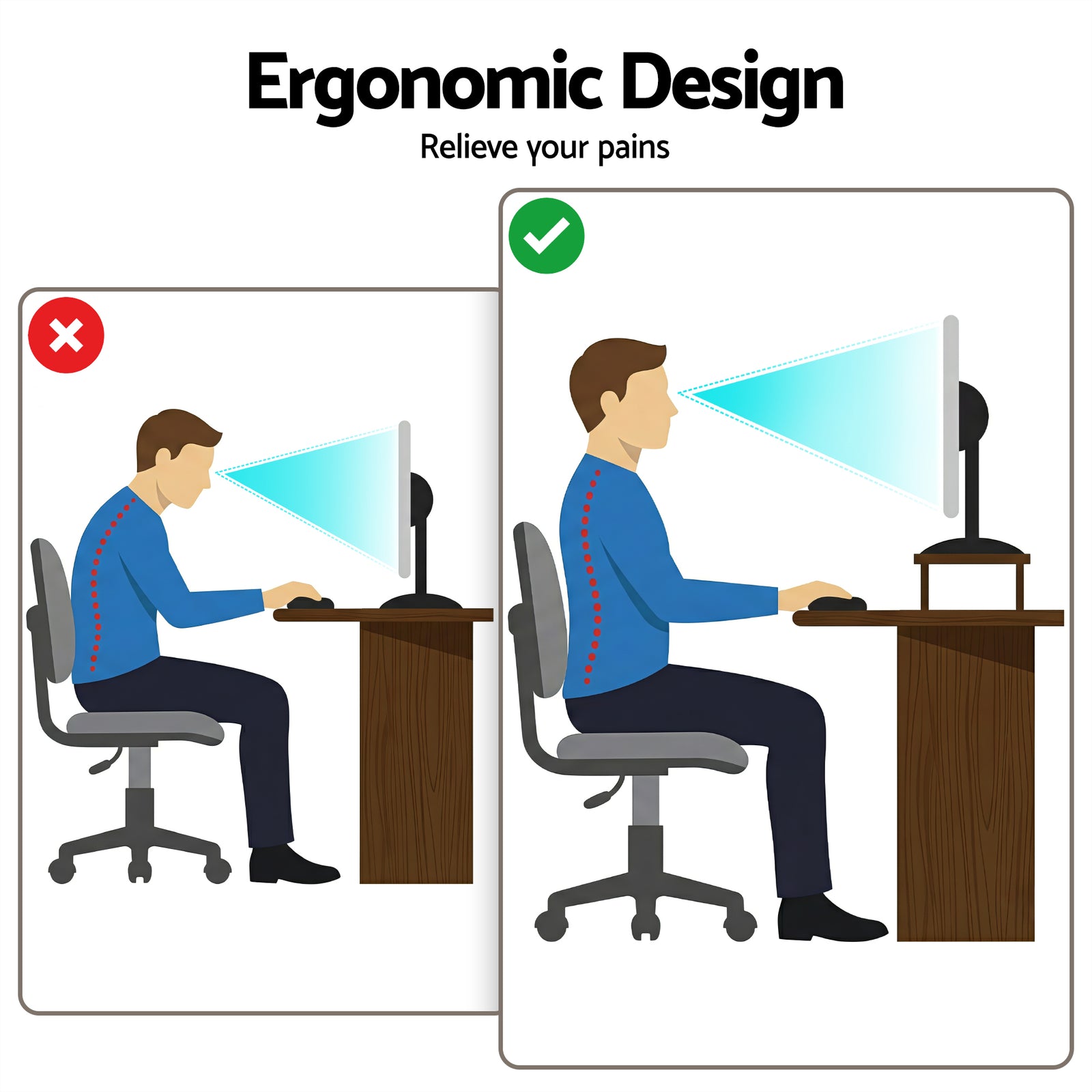 Artiss Dual Monitor Stand 100cm Riser Large Laptop Stand Desk Organiser Black