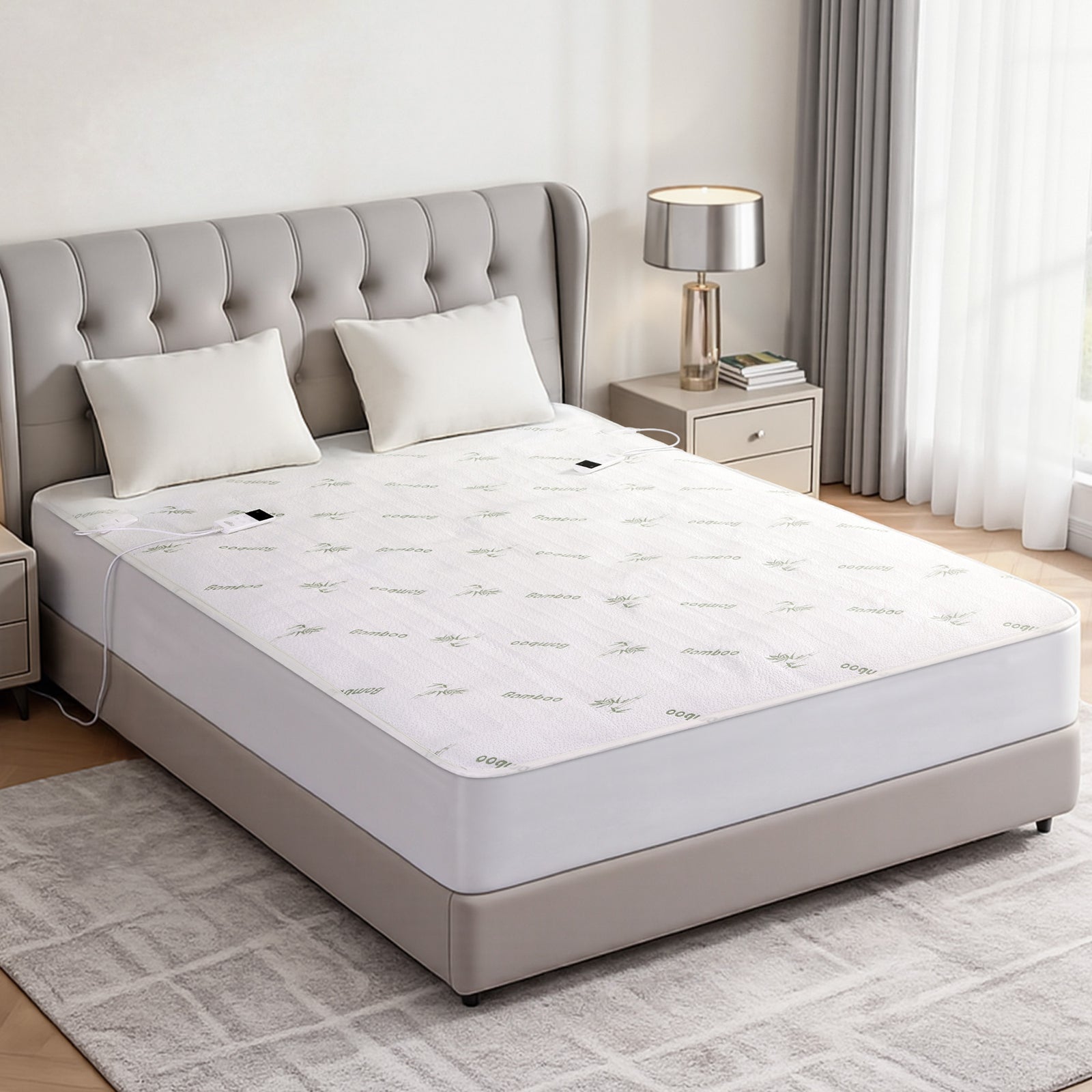 Giselle Electric Blanket Bamboo Fabric King Fitted Heated Pad Underlay Washable Winter