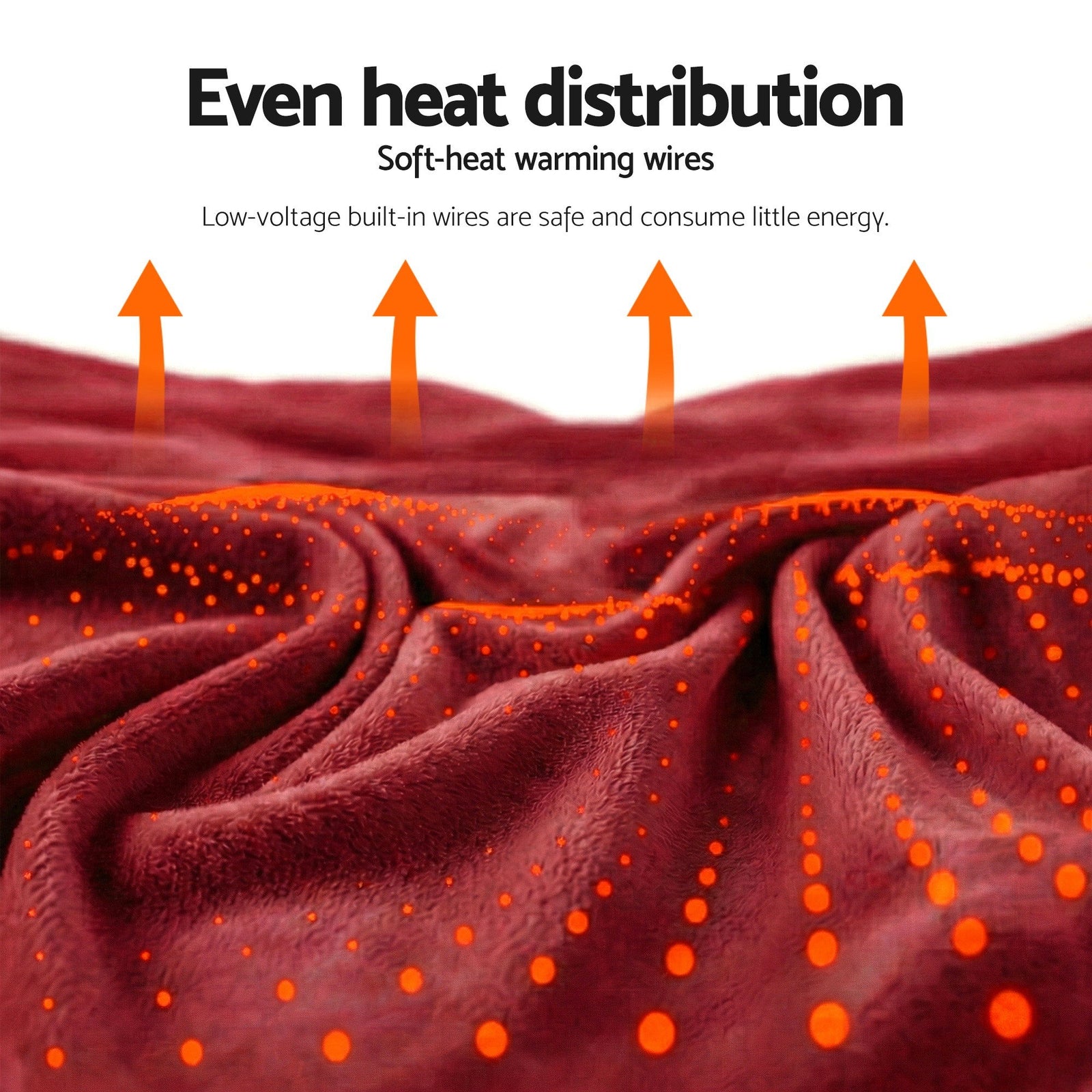 Giselle Electric Throw Rug Dual Side Fleece Flannel Heated Blanket Burgundy