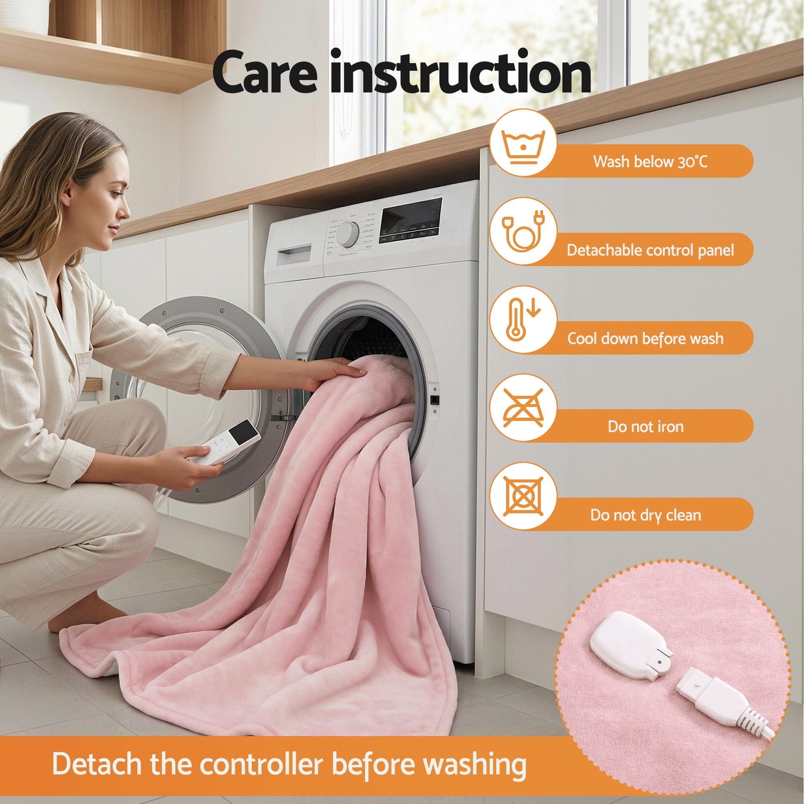 Giselle Electric Throw Rug Dual Side Fleece Flannel Heated Blanket Pink