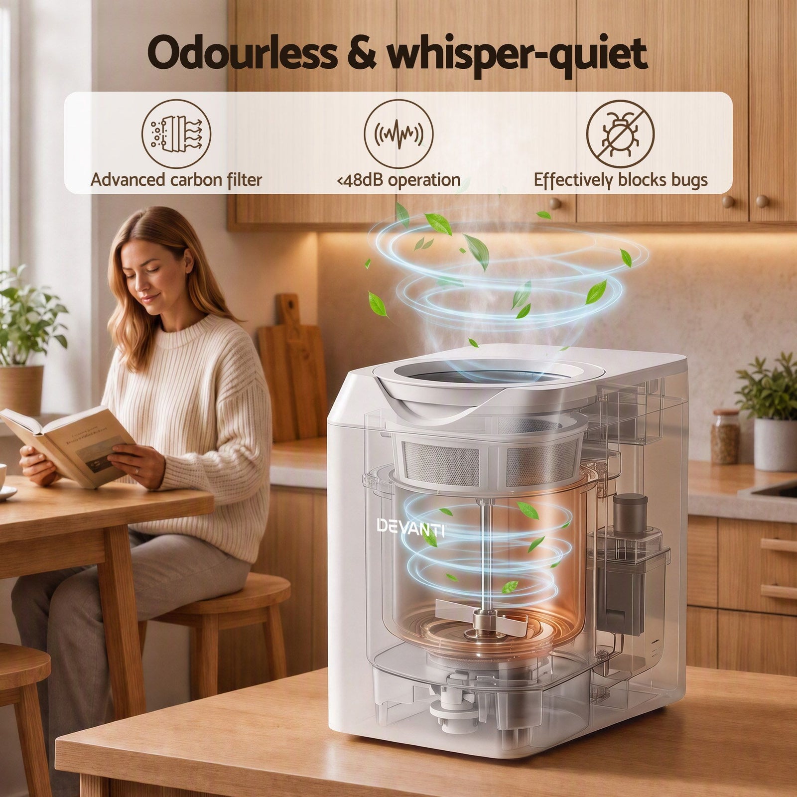 Devanti 4.5L Electric Composter Smart Compost Bin Kitchen Food Waste Recycler