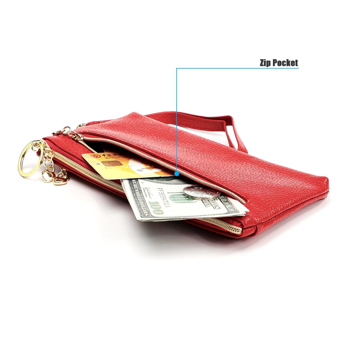 Versatile Cowhide Zipper Key Pouch In Purple-1915196533033275397