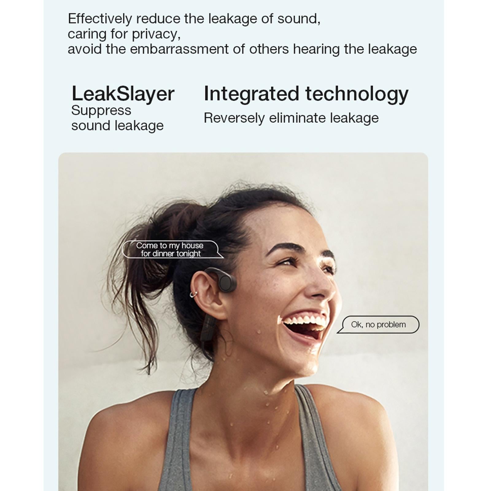 Waterproof Bone Conduction Bluetooth Earphones - Black-1915196847551549443