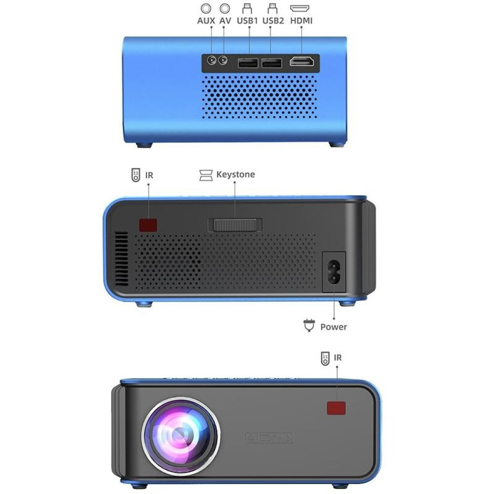 Portable Home Theater Projector - 1200 Lumens 1024X600 Resolution Blue-1915196653707595778