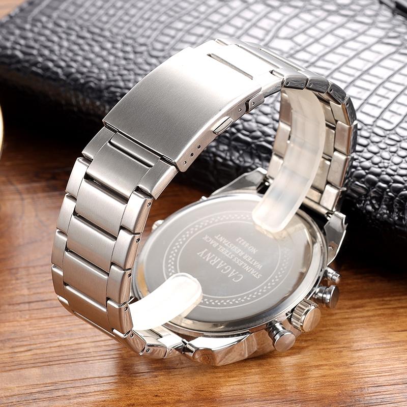 Men Dual Movement Steel Band Watch - Silver Shell-1915196813862899714